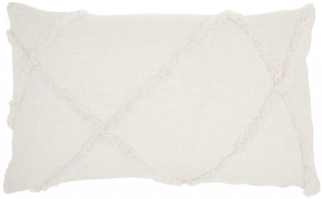 White Abstract  Shaggy Detail Lumbar Pillow