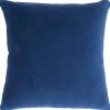 16" Navy and Ivory Velvet Throw Pillow