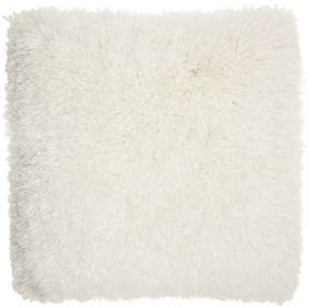 Fluffy White Shag Accent Throw Pillow