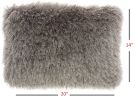 14" X 20" Slate Gray Faux Fur Throw Pillow