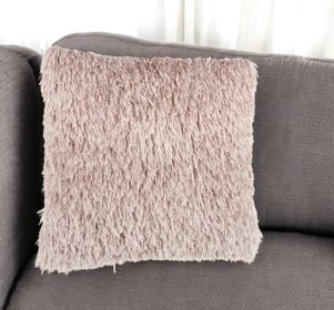 Square Blush Pink Shag Throw Pillow