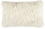 14" X 24" Long Ivory Shag Throw Pillow