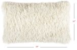 14" X 24" Long Ivory Shag Throw Pillow