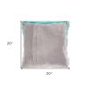 20" Turquoise and Silver Ombre Faux Fur Throw Pillow