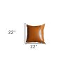 Xl Rustic Brown Faux Leather Lumbar Pillow Cover