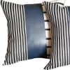 Set of Two 17" Navy Blue Geometric Faux Leather Throw Pillow Cover