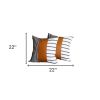 Set of Two 22" Brown And White Faux Leather Throw Pillow Covers