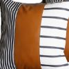 Set of Two 22" Brown And White Faux Leather Throw Pillow Covers