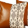 Set Of 4 Black And White Tribal Faux Leather Pillow Covers