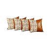 Set Of 4 Black And White Tribal Faux Leather Pillow Covers