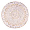 32" X 32" Gold And White Round Geometric Cotton Floor Throw Pillow Cover
