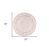 32" X 32" Gold And White Round Geometric Cotton Floor Throw Pillow Cover