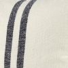22" Beige and Blue Striped Linen Throw Pillow Cover