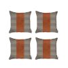 Set Of 4 Brown Checkered Faux Leather Pillow Covers