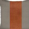 Set Of 4 Brown Checkered Faux Leather Pillow Covers