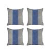 Set Of 4 Ivory And Blue Center Pillow Covers