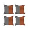 Set Of 4 Brown Faux Leather Pillow Covers