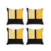 Set Of 4 Yellow And Black Printed Pillow Covers