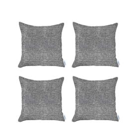Set Of 4 Light Gray Textured Pillow Covers