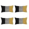 Set Of 4 Yellow Tripartite Lumbar Pillow Covers