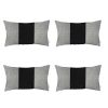 Set Of 4 White And Black Lumbar Pillow Covers