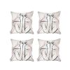 Set Of 4 White Boho Chic Printed Pillow Covers