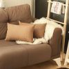 Set of Two 12" X 20" Tan Fabric Lumbar Throw Pillow Covers