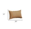 Set of Two 12" X 20" Tan Fabric Lumbar Throw Pillow Covers