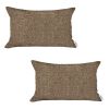 Set of Two 12" X 20" Tan Fabric Lumbar Throw Pillow Covers