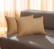 Set of Two 12" X 20" Tan Fabric Lumbar Throw Pillow Covers
