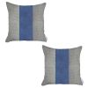 Set Of 2 Ivory And Blue Center Pillow Covers