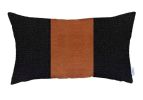 Set Of 2 Black Faux Leather Lumbar Pillow Covers