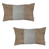 Set Of 2 Brown And White Lumbar Pillow Covers