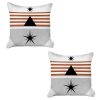 Set Of 2 Orange And Ivory Striped Pillow Covers
