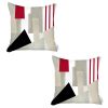 Set Of 2 Red And Ivory Printed Pillow Covers