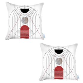 Set Of 2 White Eclectic Printed Pillow Covers