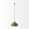 Brown Wicker Domed Hanging Pendant Light