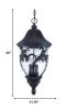 XL Three Light Matte Black Leaf Detail Hanging Light