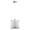 White and Silver Hanging Light with Fabric Shade