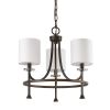 Bronze Candle Style Three Light Metal Dimmable Chandelier With White Shades