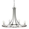 Silver Candle Style Eight Light Metal Dimmable Chandelier