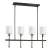 Kara 4-Light Oil-Rubbed Bronze Island Pendant With Fabric Shades And Crystal Bobeches