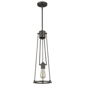 Jade 1-Light Oil-Rubbed Bronze Pendant With Vertical Structural Frames
