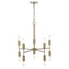 Brass Candle Style Ten Light Metal Dimmable Chandelier