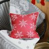 Red and White Snowflakes Throw Pillow