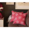 Red and White Snowflakes Throw Pillow