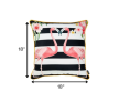 Tropical Pink Flamingo Striped Throw Pillow