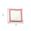 Red and White Greek Key Classic Throw Pillow