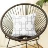 Gray and White Grid Geometric Throw Pillow