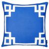 Blue and White Geometric Border Throw Pillow